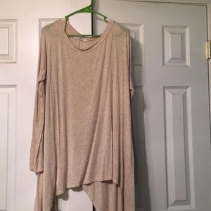 Beige Asymetrical Long Sleeve Shirt